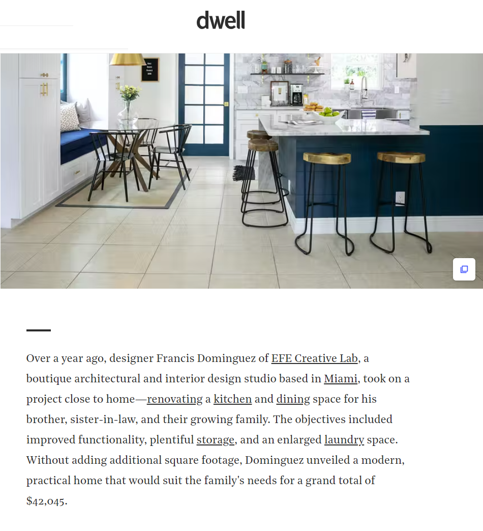EFE Creative Lab featured in Dwell — press article 03